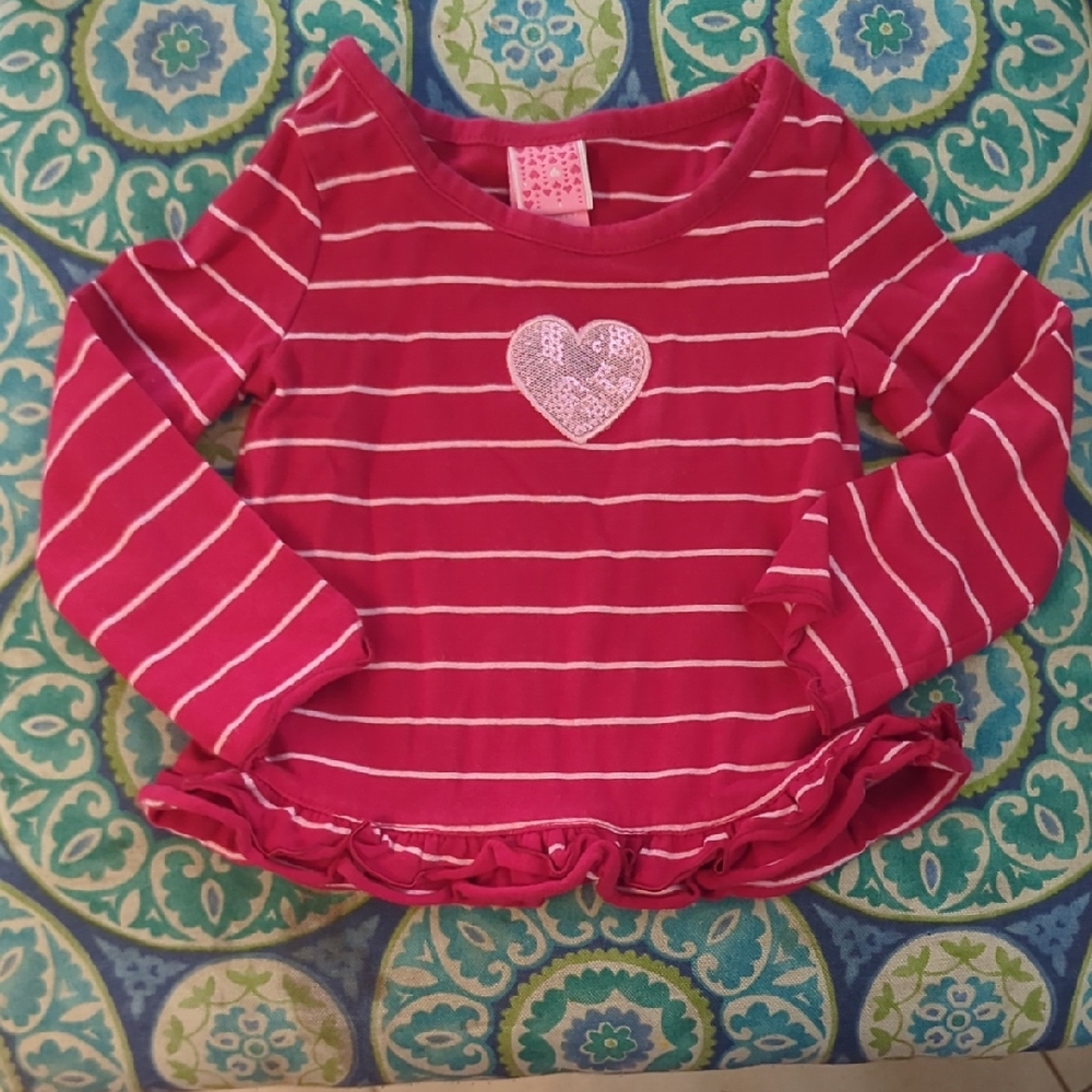 Red Striped Kids Shirt with Heart Patch